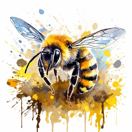 Bumblebee clipart in the style of Impressionistic Art, on a white background