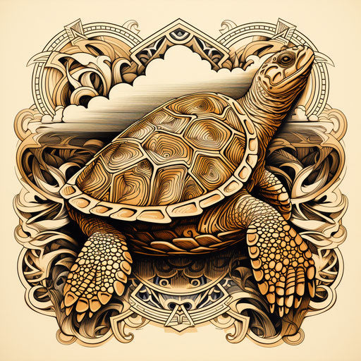 Polynesian tattoo design with turtle, Afrofuturism style