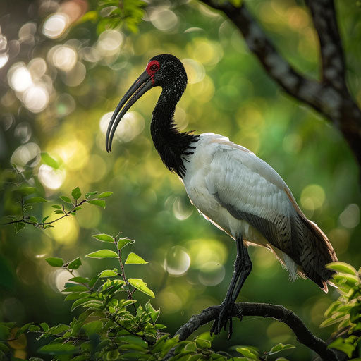 Ibis bird in the wild displaying natural behavior in the style of Frans Lanting