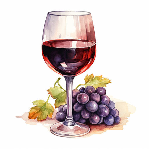 Wine glass clipart in the style of Oil painting, on a white background