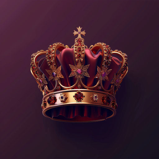 Flat maroon background with realistic queen crown clipart