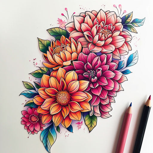 Energetic sketch of birth flower bouquet