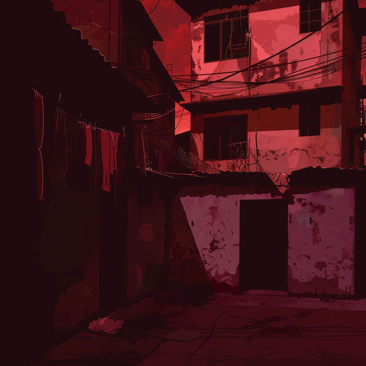 Flat deep maroon background supporting poverty clipart in a photo realistic depiction, enhanced by dynamic shadows and bright highlights