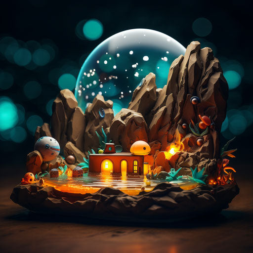 Beach rocks and stones with colorful night lights