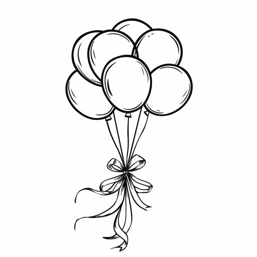 Cluster of balloons tied with a ribbon