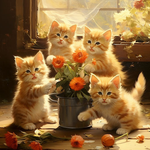 Playing orange kitten