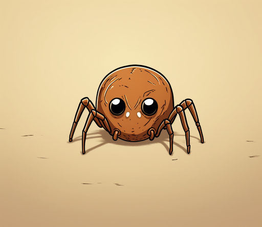Cute drawing on brown spider, 2D animation style