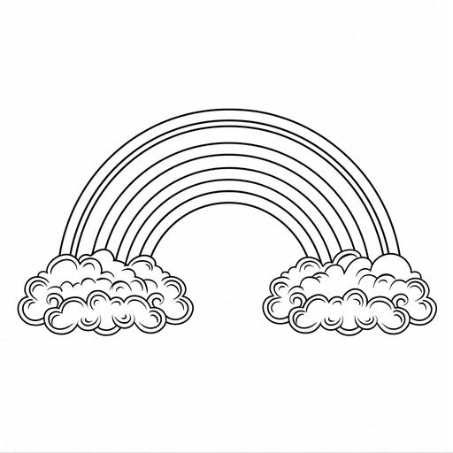 Bold rainbow with fluffy clouds