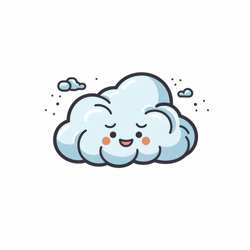 Cartoon cloud in Minimalist style, white background