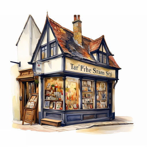 Shop illustration in the style of oil painting, on white background