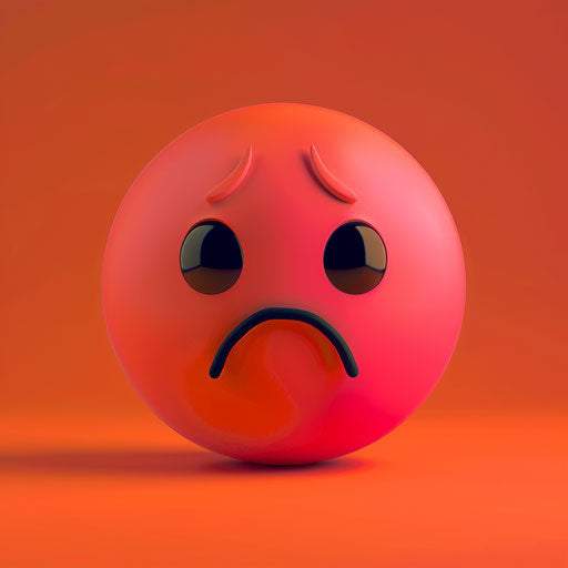 Sad face clipart with flat random background, vibrant tones