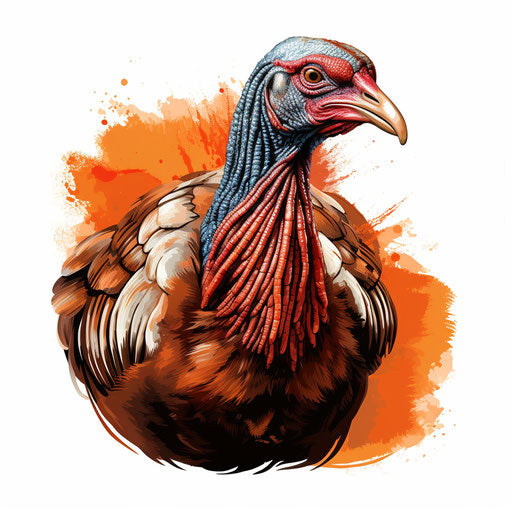 Turkey in Chiaroscuro Art style on white background