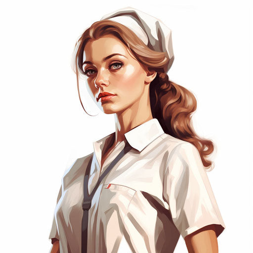 Nurse clipart in the style of oil painting on white background