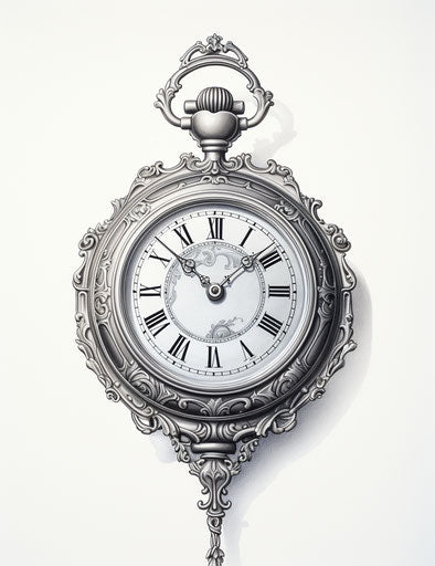 Elegant pocket watch rococo art style, mythic symbolism
