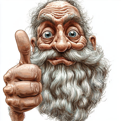 Humorous caricature of a god with human characteristics