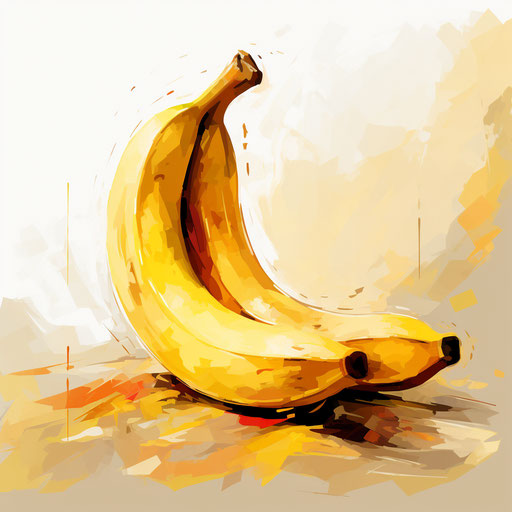 Banana in Impressionistic Art style, on white background