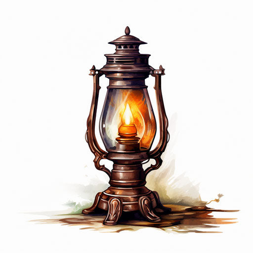 Lamp illustration in the style of Oil painting, on white background