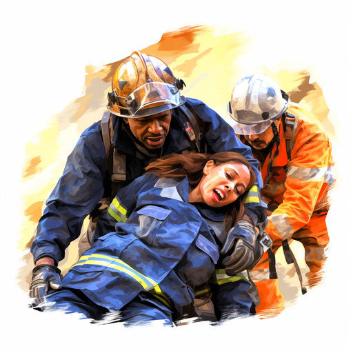 Emergency artwork in the style of an oil painting, on white background