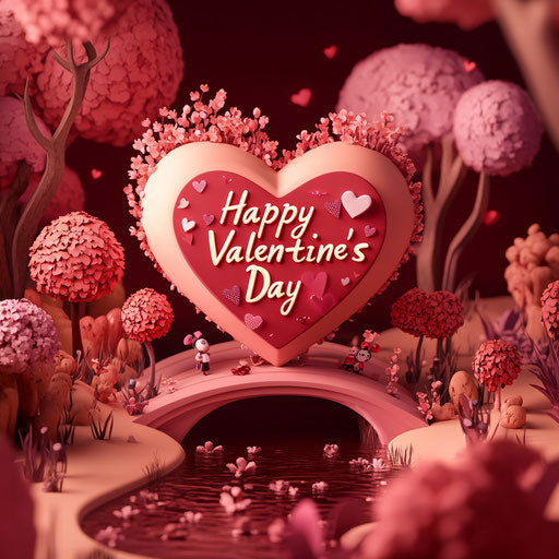 Heart-shaped sculpture with message and romantic atmosphere