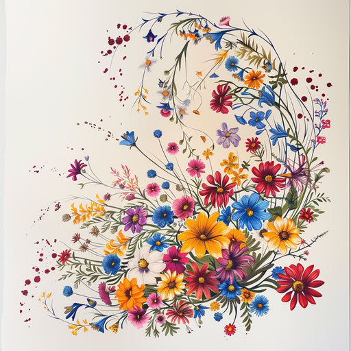 Cascade of wildflowers in a tattoo design