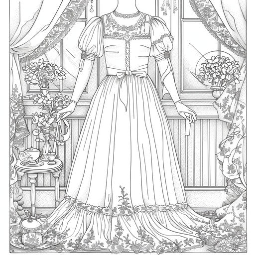 Vintage dress with lace and ribbons in the 1920s