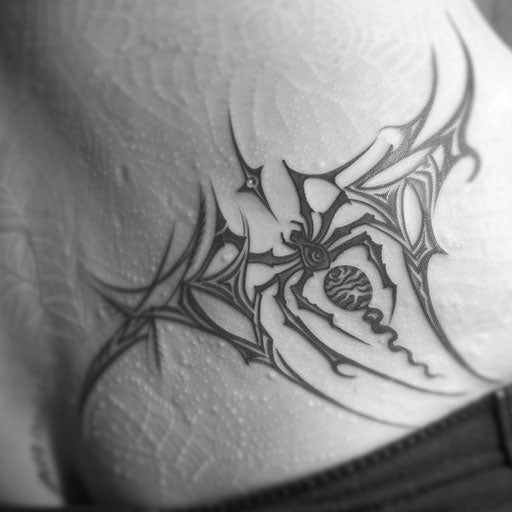 Tribal spider web with swirling patterns integrated