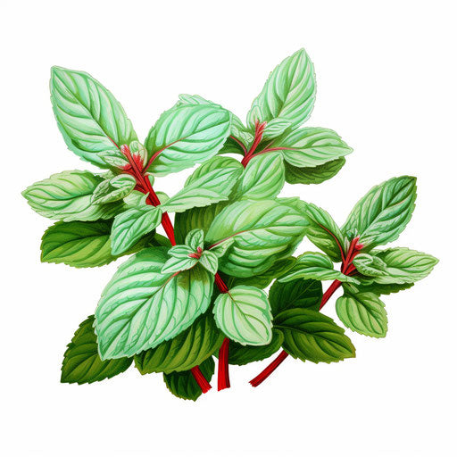 Peppermint in Oil Painting Style on White Background