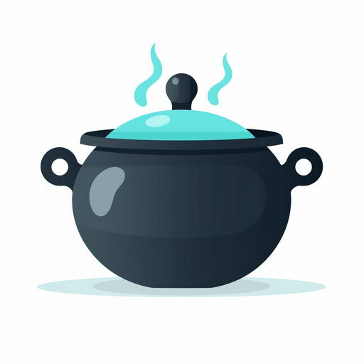 Minimalist cauldron illustration on white background