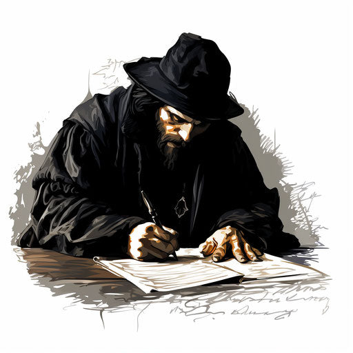 Drawing in the style of Chiaroscuro Art, on white background