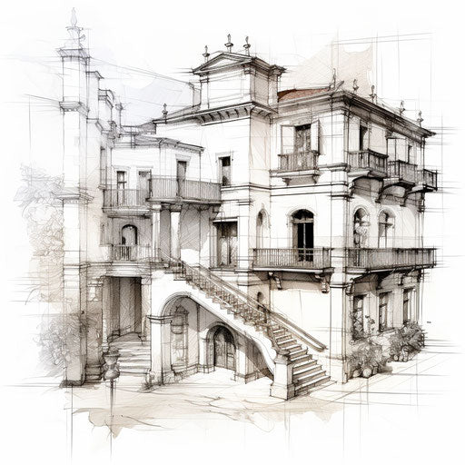 Illustration of blueprint in the style of Chiaroscuro Art