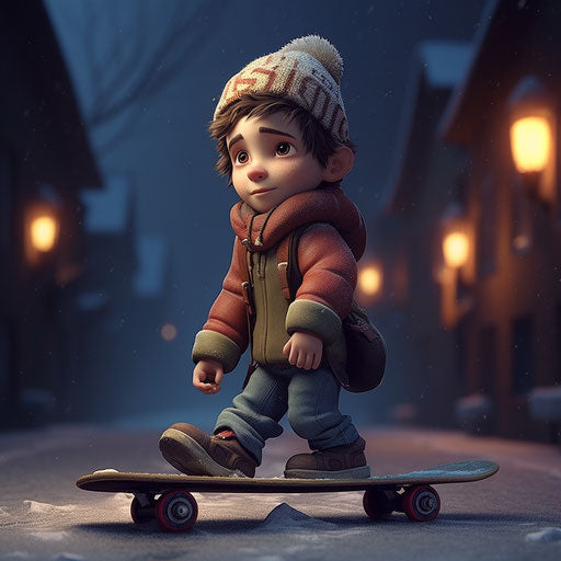 Little guy with skateboard in cinema 4D style