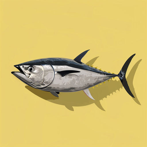 Tuna clipart in photo-realistic style on flat chartreuse background