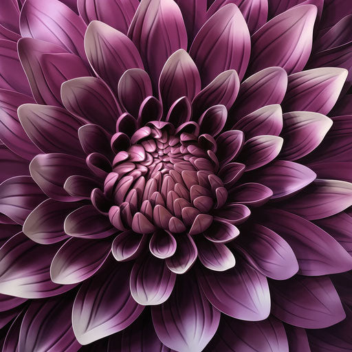 Purple chrysanthemum on white, dark silver style, limited color