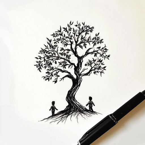Sketch of mama tattoo with family tree motif