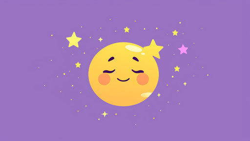 Yellow Hawaiian-style face with stars and smiley expression