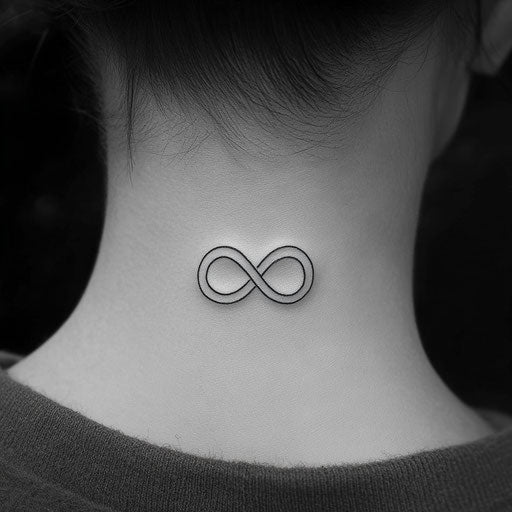 Small infinity symbol in monochrome for simple women's tattoo