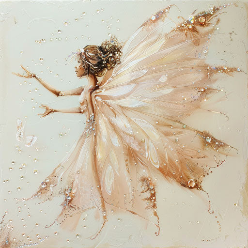 Enchanting fairy with delicate wings sparkling in light