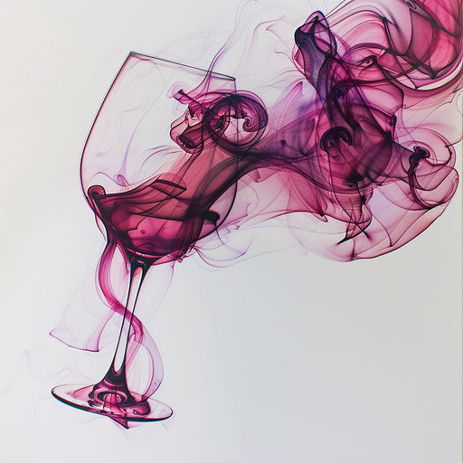 Rich burgundy smoke forming a wine glass, imagined as a tattoo design on a white canvas