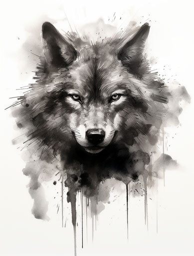 Black and white wolf face