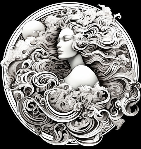 Polynesian tattoo illustration in black and white with a design