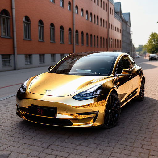 Golden electric car