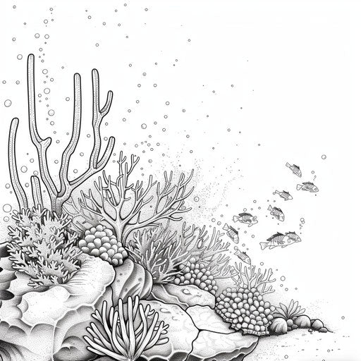 Minimalist coral reef with stark contrasts