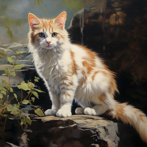Manx cat oil painting