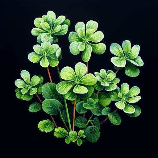Clover clipart in the style of Oil painting, on a white background