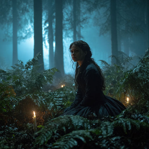 Mysterious Misty Scene in a Dark Forest