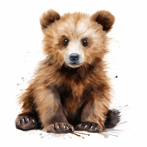 Adorable bear illustration in the style of Oil painting, on white background