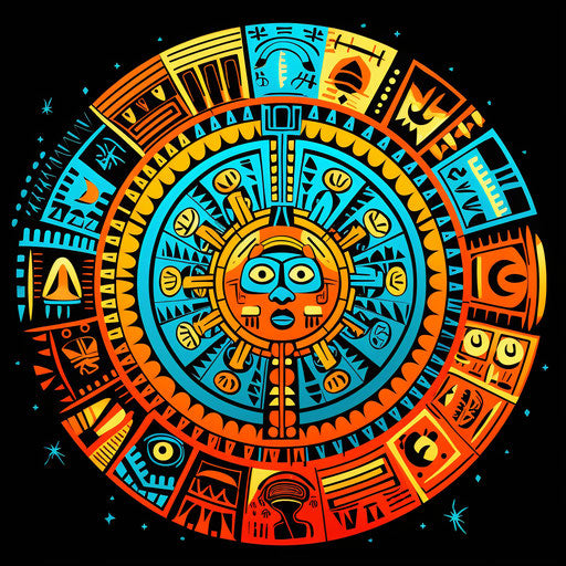 Circular tribal petroglyphs mandala illustration