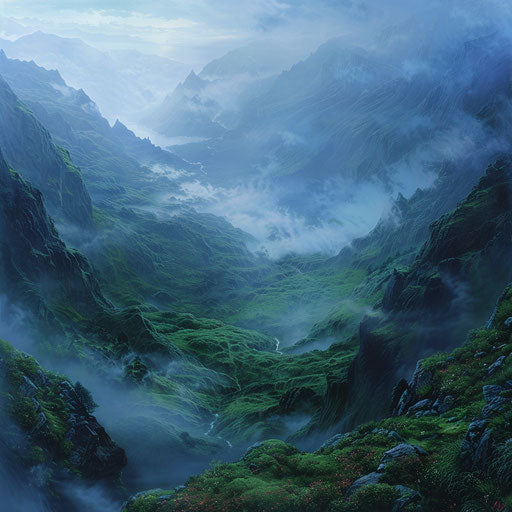 Hallasan with mist and fog in the valley