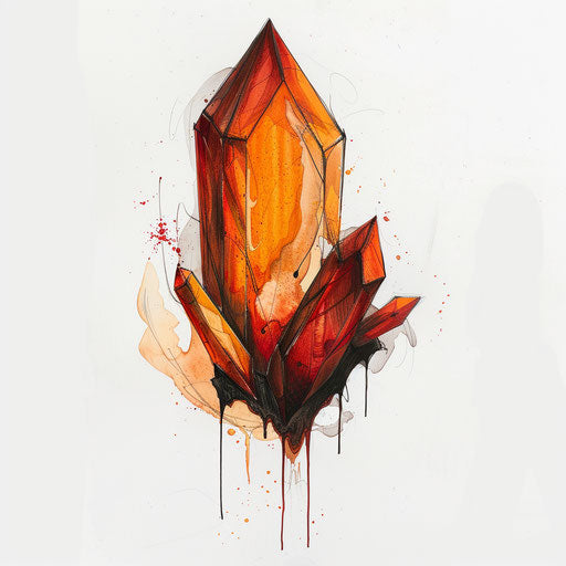 Surreal flat tattoo sketch of a melting crystal