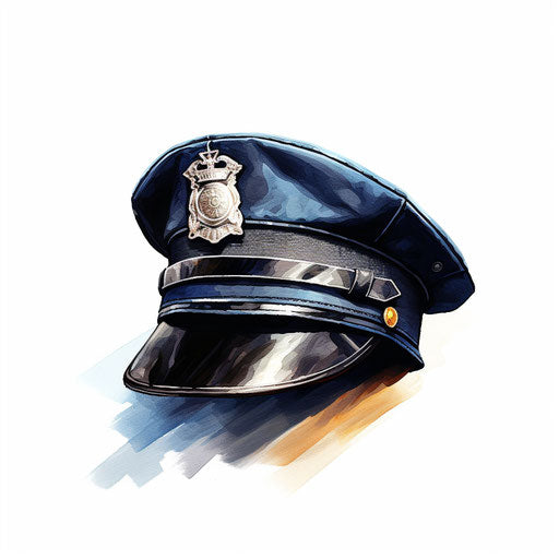 Police hat in the style of Oil painting on white background